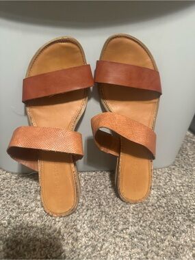 Target Brown Double-Strap Slide Sandals